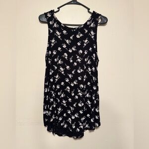 Old Navy Black and White Floral Tank Top